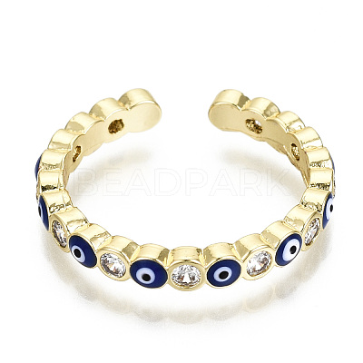 Brass Micro Pave Clear Cubic Zirconia Cuff Rings RJEW-T016-07G-NF-1