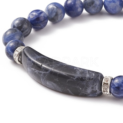 Natural Sodalite Beads Charm Bracelets BJEW-K164-B02-1