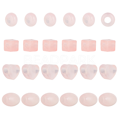 24Pcs 4 Styles Natural Rose Quartz European Beads G-AR0005-34-1
