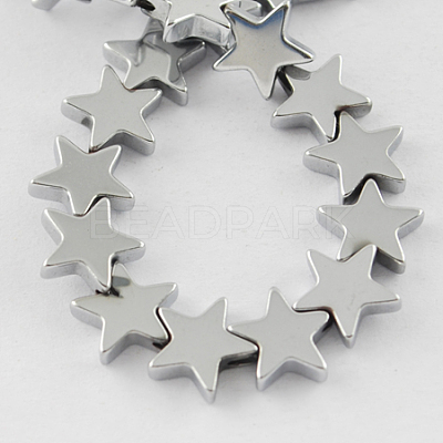 Non-magnetic Synthetic Hematite Beads Strands G-Q887-6x6mm-M-1
