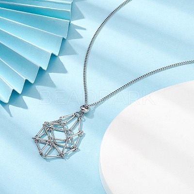 Brass Braided Macrame Pouch Empty Stone Holder for Pendant Necklace Making NJEW-JN04331-02-1