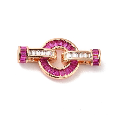 Rack Plating Brass Pave Cubic Zirconia Fold Over Clasps KK-Q772-29RG-01-1