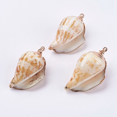 Electroplate Spiral Shell Pendants BSHE-L036-43-1