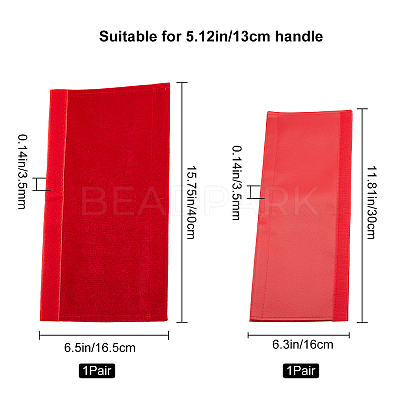 2 Pairs 2 Style Pleuche with PU Leather Door Handle Protective Casing AJEW-GF0003-07A-1
