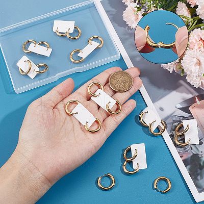 12 Pairs 202 Stainless Steel Huggie Hoop Earrings with 316 Surgical Stainless Steel Pins EJEW-SC0001-40G-1