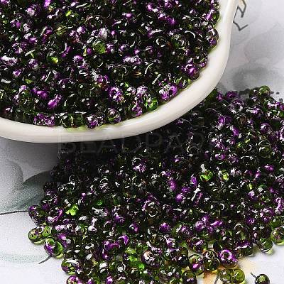 Spray Painted Glass Seed Beads SEED-F005-07A-04-1