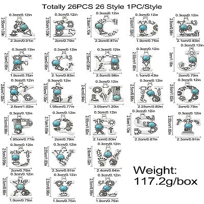 26Pcs 26 Styles Alloy with Resin Imitation Synthetic Turquoise Pendants FIND-CJ0002-31-1