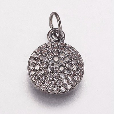 Brass Cubic Zirconia Charms KK-P134-25B-1