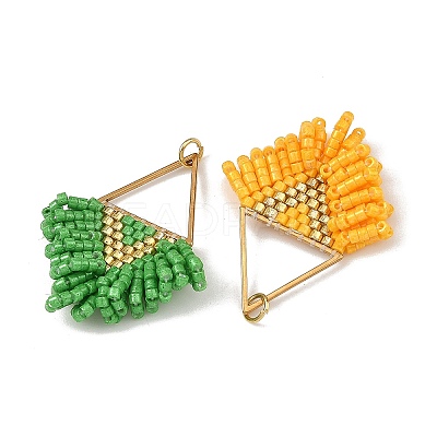 304 Stainless Steel & Glass Seed Beads Fringe Pendants PALLOY-MZ01427-1