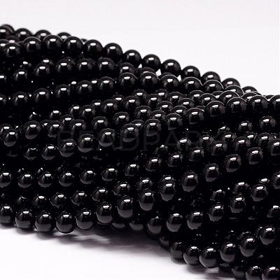Natural Black Tourmaline Beads Strands G-P132-16-10mm-1