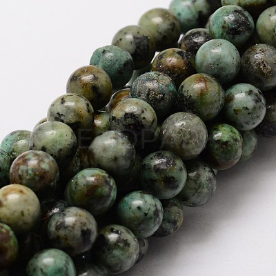 Natural African Turquoise(Jasper) Round Beads Strands G-E329-8mm-41-1