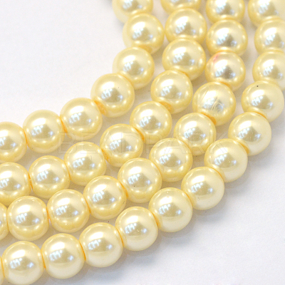 Baking Paint Pearlized Glass Pearl Round Bead Strands HY-Q330-8mm-21-1