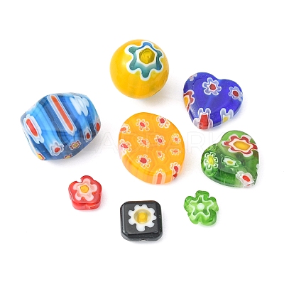 60Pcs 6 Style Handmade Millefiori Glass Beads LAMP-FS0001-07-1
