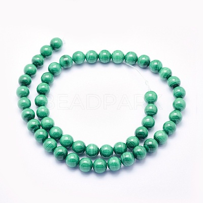 Natural Malachite Beads Strands G-O166-07A-8mm-1