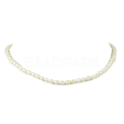Adjustable Natural Cultured Freshwater Pearl Rice Beaded Necklaces for Women NJEW-JN06341-1