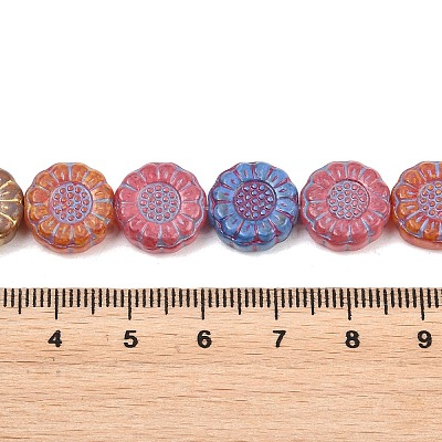 Painted Glass Beads Strands GLAA-F133-07D-1