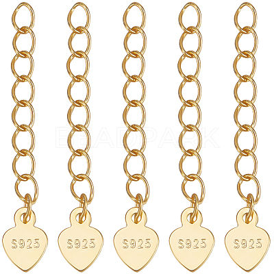 10Pcs 925 Sterling Silver Curb Chain Extenders STER-BBC0007-94A-1