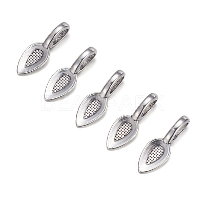 Tibetan Style Alloy Glue-on Flat Pad Bails AB3348Y-NF-1