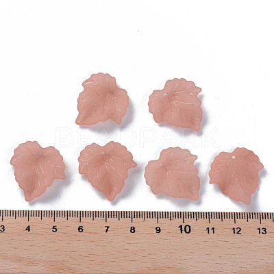Transparent Frosted Acrylic Leaf Pendants X-PAF002Y-6-1