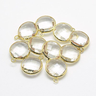 Golden Tone Brass Glass Pendants GLAA-J018B-G-1