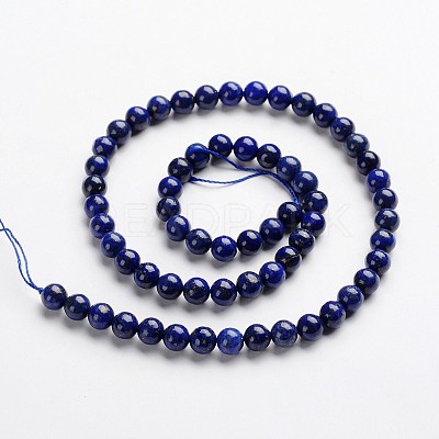 Round Dyed & Natural Lapis Lazuli Gemstone Bead Strands G-J333-05-6mm-1