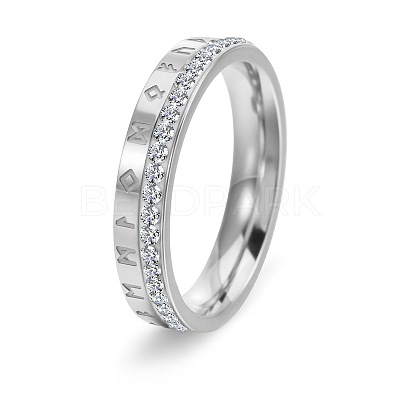 304 Stainless Steel Micro Pave Cubic Zirconia Finger Rings WG264E4-01-1
