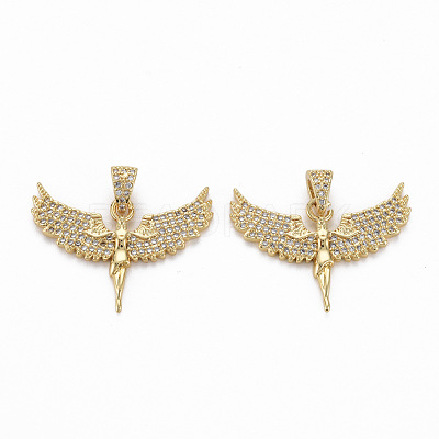 Brass Micro Pave Clear Cubic Zirconia Pendants ZIRC-Q200-049-NF-1