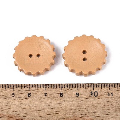 Spray Painted Natural Wood Buttons WOOD-T032-34B-1