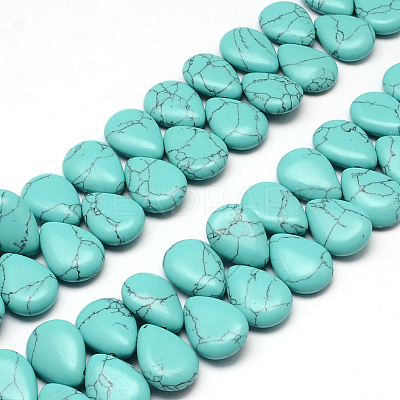 Teardrop Synthetic Turquoise Pendant Beads Strands G-R307-12-1