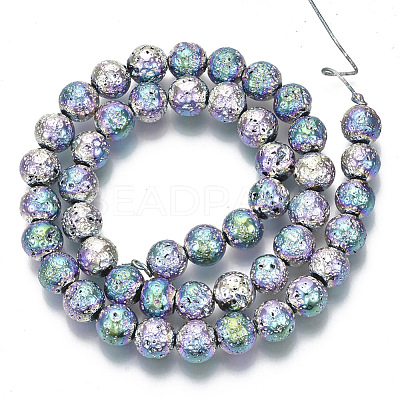 Electroplated Natural Lava Rock Beads Strands G-S352-30C-03-1