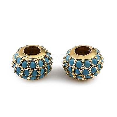 Brass Micro Pave Steel Blue Cubic Zirconia Beads CU-CBAF17A-19G-1