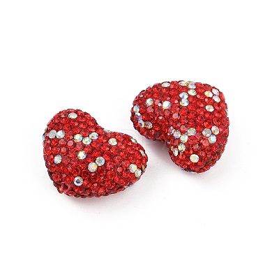 Heart Shaped Polymer Clay Rhinestone Beads CLAY-NH0002-01B-1