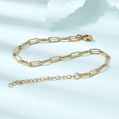 4MM 304 Stainless Steel Textured Paperclip Chain Bracelets for Man and Women SA-CBAB767-11G-1