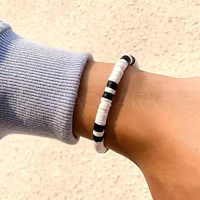Bohemian Polymer Clay Heishi Beaded Stretch Bracelet for Men MC7113-1-1