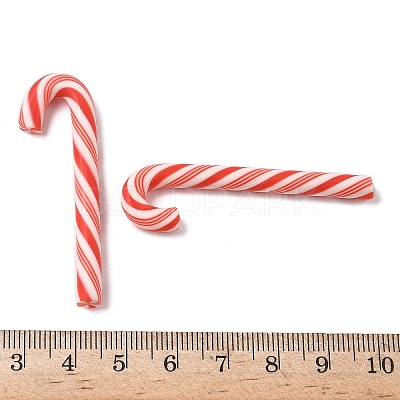 Christmas Candy Cane Handmade Polymer Clay Beads CLAY-P005-04B-1
