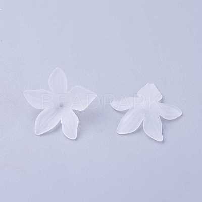 Clear Frosted Acrylic Flower Beads X-PL594-11-1