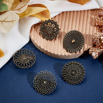 1Set Flat Round Alloy Shawls and Capes Buckles FIND-GF0008-08AB-1