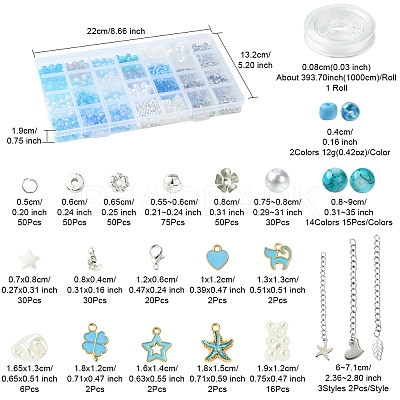 DIY Round Glass & CCB Plastic Beads Bracelets Making Kits DIY-FS0007-56A-1