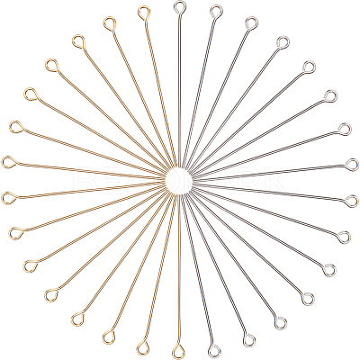 400Pcs 2 Styles 304 Stainless Steel Eye Pins STAS-SC0007-83-1