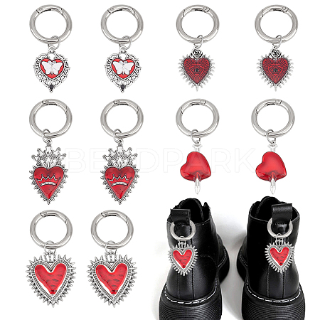 Gothic Heart Alloy Enamel Shoes Charms HJEW-GO00051-1