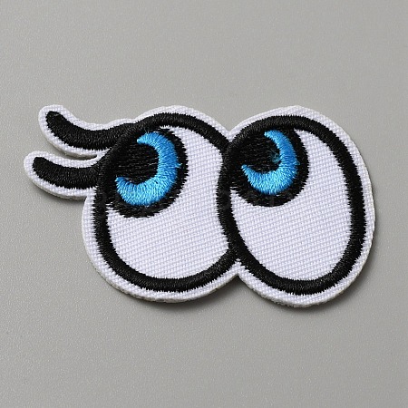 Cartoon Style Double Eye Embroidered Cloth Patches PATC-WH0001-116C-1