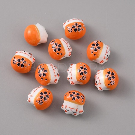 Handmade Porcelain Beads PORC-WH0016-02G-1