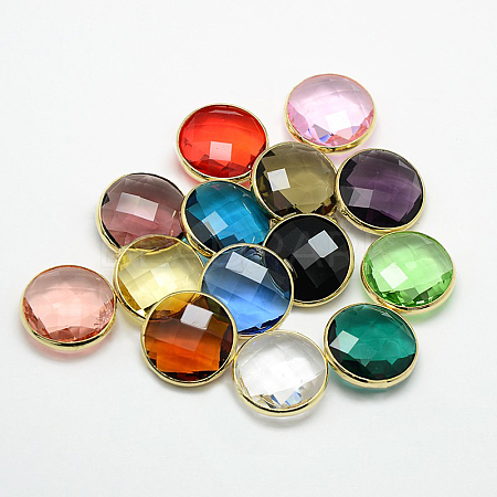 Golden Tone Brass Glass Pendants GLAA-J018B-G-1