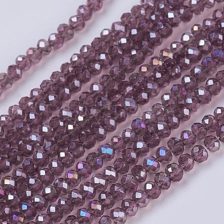 Electroplate Glass Beads Strands GLAA-F076-FR07-1