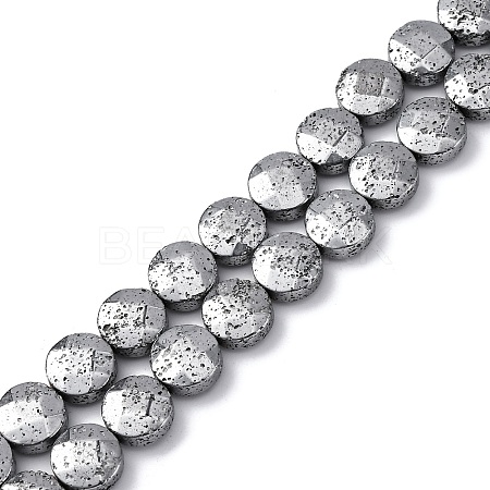 Electroplated Natural Lava Rock Beads Strands G-A256-F01-01B-1