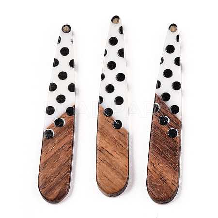 Printed Opaque Resin & Walnut Wood Pendants RESI-TAC0017-55-1