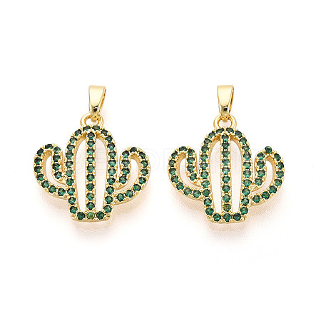 Brass Micro Pave Cubic Zirconia Pendants X-KK-N257-71G-1