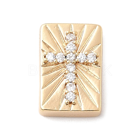 Brass Micro Pave Cubic Zirconia Beads KK-A277-20G-1