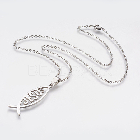 304 Stainless Steel Pendant Necklaces STAS-I075-27P-1