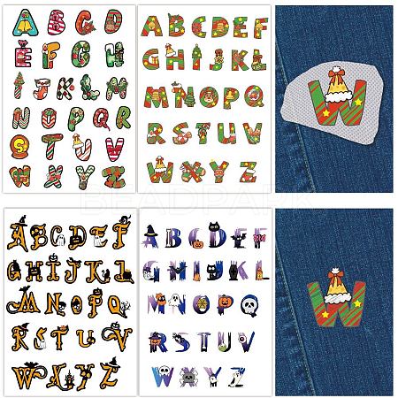 4 Sets 4 Style Christmas & Halloween Cloth Water-soluble Embroidery Aid Drawing Sketch AJEW-WH20039-001-1